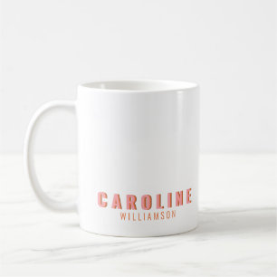 Taza De Café Tipografía Creativa Moderna Retro Rosa y Naranja