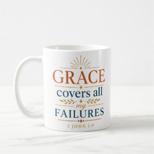 Taza De Café Tipografía Cristiana La Gracia Cubre Todos Mis Fra