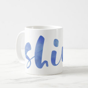 Taza De Café Tipografía de acuarela azul Santuario