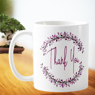 Taza De Café Tipografía de agradecimiento Corona de hojas simpl