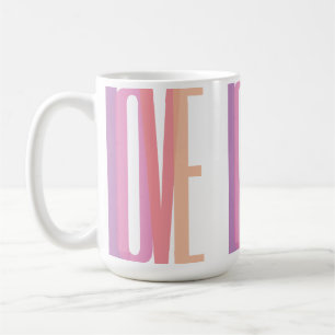 Taza De Café Tipografía de Amor en Negrita en Colores Pastel