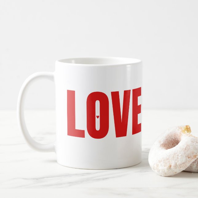 Taza De Café Tipografía de AMOR rojo (Con donut)