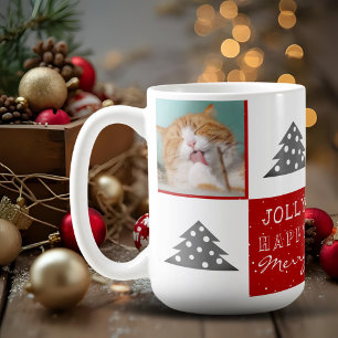 Taza De Café Típografía de árbol de Navidad de Mascota de felin