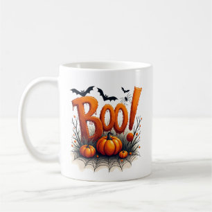 Taza De Café Tipografía de Boo Adorable Calabaza Espeluznante H