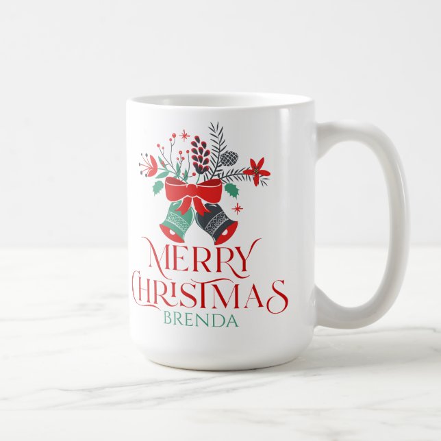 Taza De Café Tipografía de Bouquet y monograma navidades (Derecha)