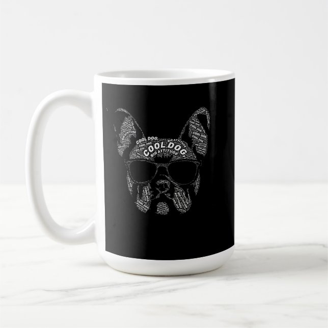 Taza De Café Tipografía de Bulldog Francés (Izquierda)
