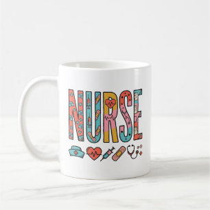 Taza De Café Tipografía de enfermera vintage icono médico diseñ