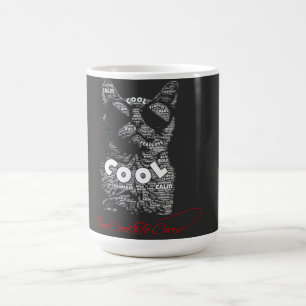 Taza De Café Tipografía de gato demasiado cool para cuidar