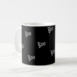 Taza De Café Tipografía de Halloween boo negro blanco