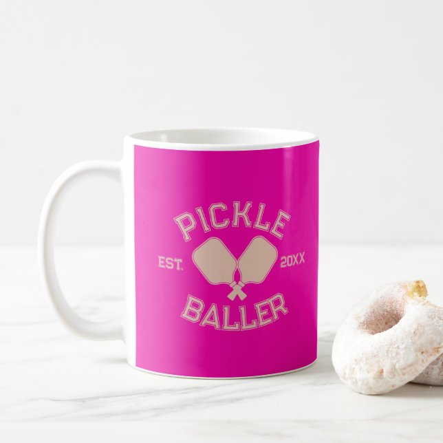 Taza De Café Tipografía de la Colegiatura de Pickleball Pickle  (Con donut)