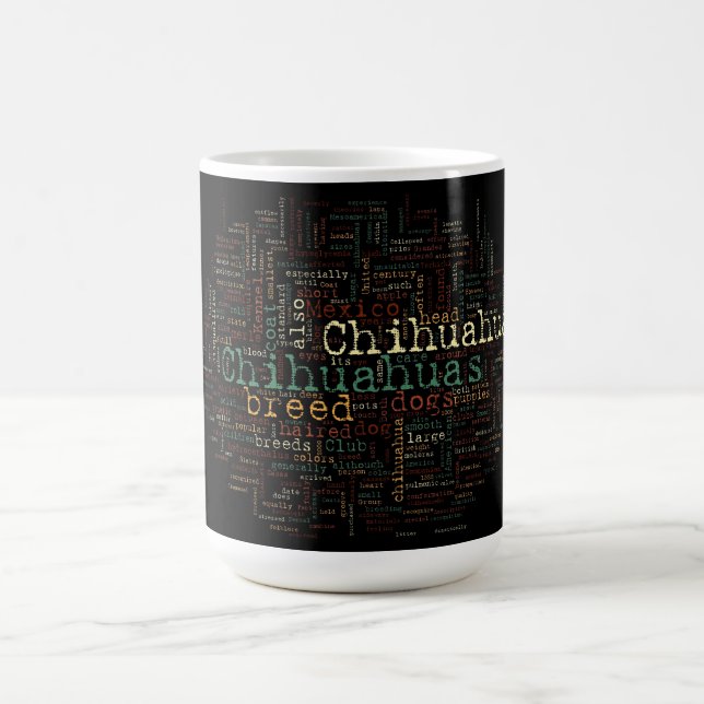 Taza De Café Tipografía de la raza Chihuahua (Centro)
