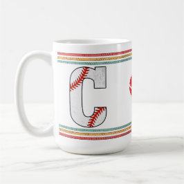Taza De Café Tipografía de letra C de béisbol retro vintage