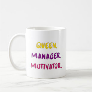 Taza De Café Tipografía de letra cursiva de Reina Gerente Motiv