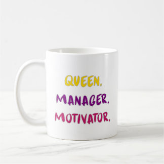 Taza De Café Tipografía de letra cursiva de Reina Gerente Motiv