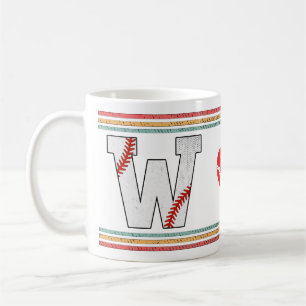 Taza De Café Tipografía de letra de béisbol retro vintage W