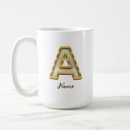 Taza De Café Tipografía de oro de monograma inicial personaliza
