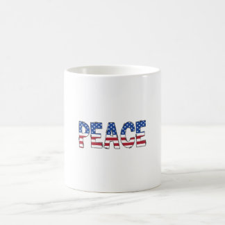 Taza De Café Tipografía de Paz de Bandera Patriótica Americana
