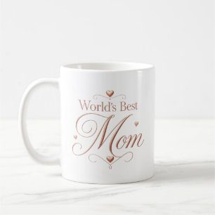 Taza De Café Tipografía de Rosa Dorada Elegante 'La Mejor Mamá