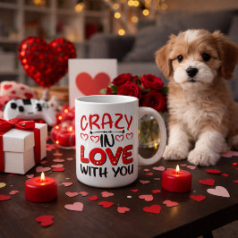 Taza De Café Tipografía de San Valentín Loca de Amor