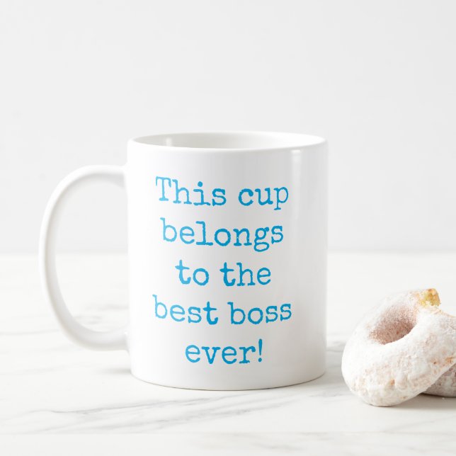 Taza De Café Tipografía de Sky Blue Best Boss Ever (Con donut)