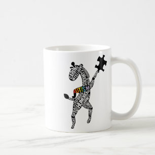 Taza De Café Tipografía del rompecabezas del autismo de jirafa