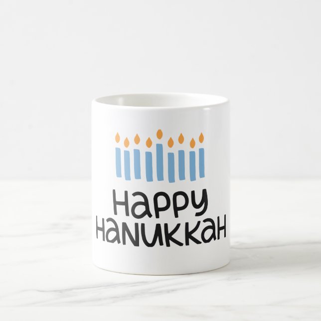 Taza De Café Tipografía divertida Happy Hanukkah (Centro)