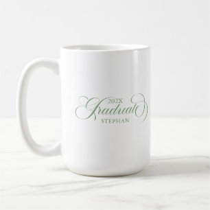 Taza De Café Tipografía elegante de guión verde salado