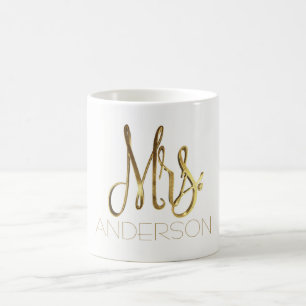 Taza De Café Tipografía elegante de señora Add Name Handwriting