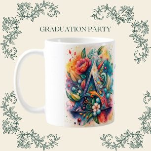 Taza De Café Tipografía floral Letra inicial personalizada