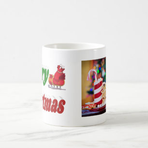 Taza De Café Tipografía fotográfica de Feliz Navidad Santa Slei