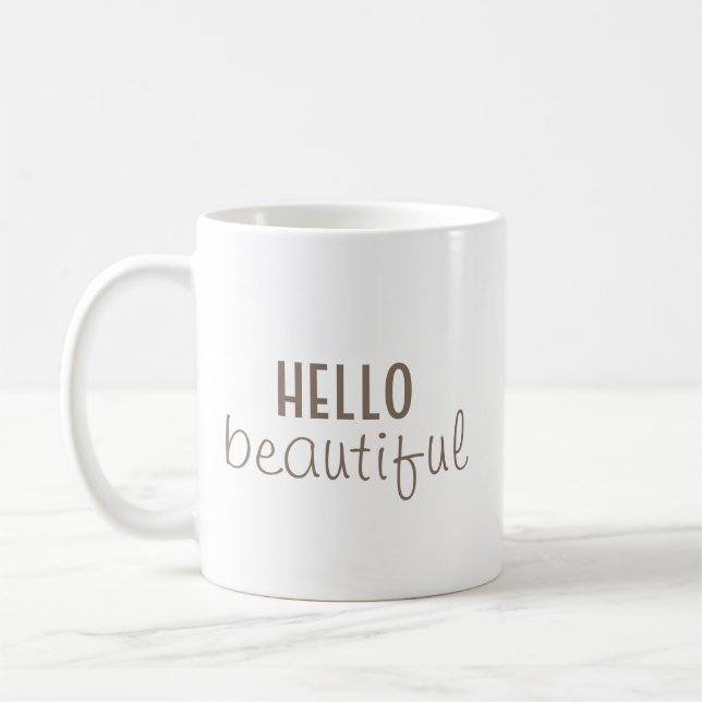 Taza De Café Tipografía hermosa del hola simple (Izquierda)