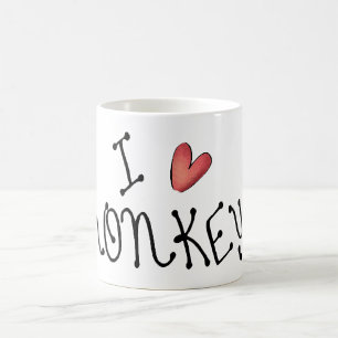 Taza De Café Tipografía manuscrita adorable de 'Me encantan los