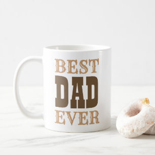 Taza De Café Tipografía marrón del mejor papá del día del padre