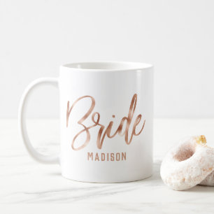Taza De Café Tipografía moderna de oro rosa Bodas Novia