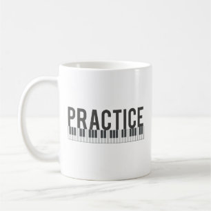 Taza De Café tipografía motivacional para practicar piano tecla