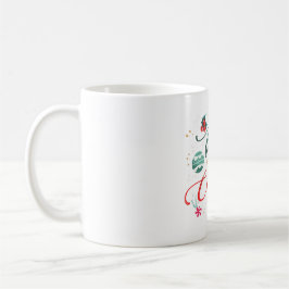 Taza De Café Tipografía Navideña Festiva con Adornos