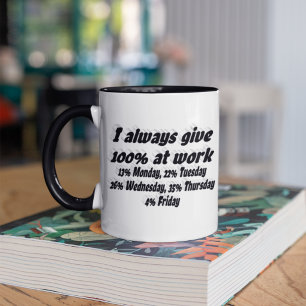 Taza De Café Tipografía Negra de Cita Divertida sobre Esfuerzo