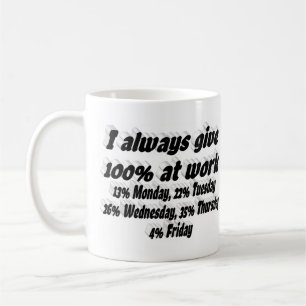 Taza De Café Tipografía Negra de Cita Divertida sobre Esfuerzo