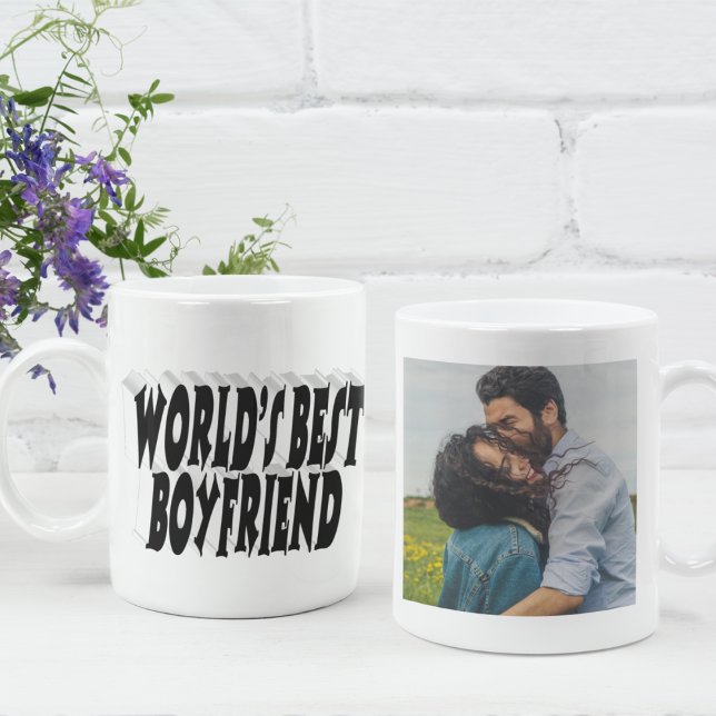 Taza De Café Tipografía negra de foto de novio (Subido por el creador)