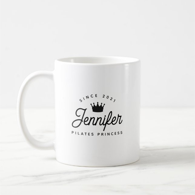 Taza De Café Tipografía Nombre Princesa Pilates (Izquierda)