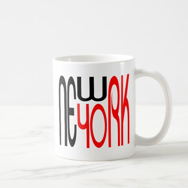 Taza De Café Tipografía Nueva York-Negro-Rojo (Derecha)