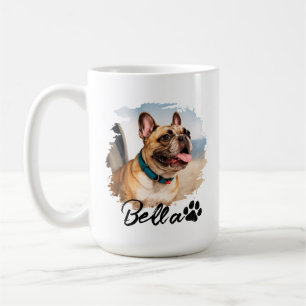 Taza De Café Tipografía personalizada de foto y nombre de masco