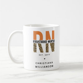 Taza De Café Tipografía personalizada de leopardo de enfermera