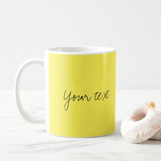 Taza De Café Tipografía personalizado Texto o Nombre Amarillo m (Con donut)