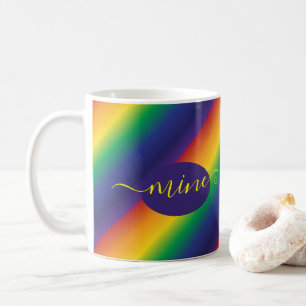 Taza De Café Tipografía púrpura amarillo arcoiris