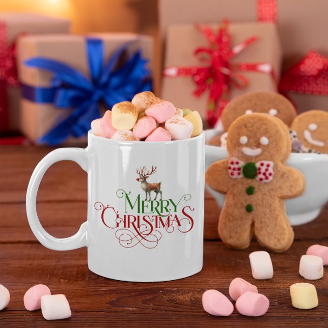 Taza De Café Tipografía retro de Feliz Navidad (Subido por el creador)