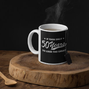 Taza De Café Tipografía Retro Divertida para Cumpleaños 50