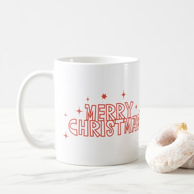 Taza De Café Tipografía Retro Feliz Navidad (Con donut)