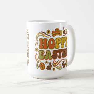 Taza De Café Tipografía Retro Hoppy Easter de los 70 Vintage