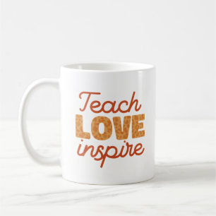 Taza De Café Tipografía Retro Leopardo Enseña Ama Inspira